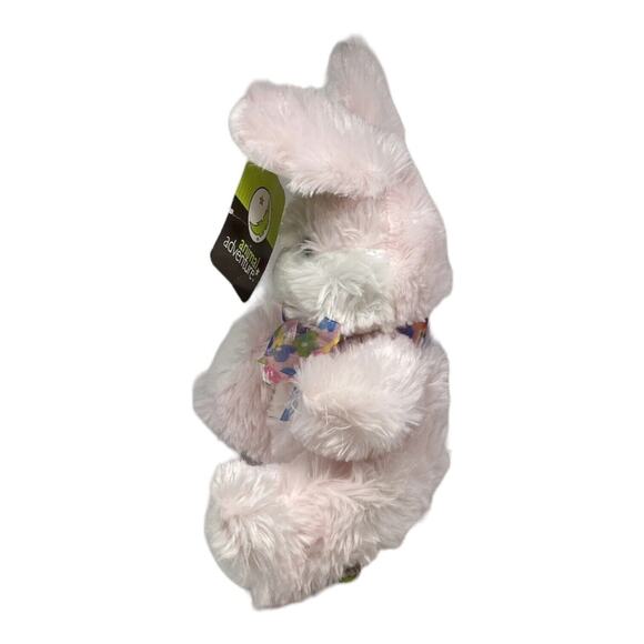 Animal Adventure Plush Bunny 9" Pink Stuffed Animal Floral Bow Security Lovey - Picture 3 of 7